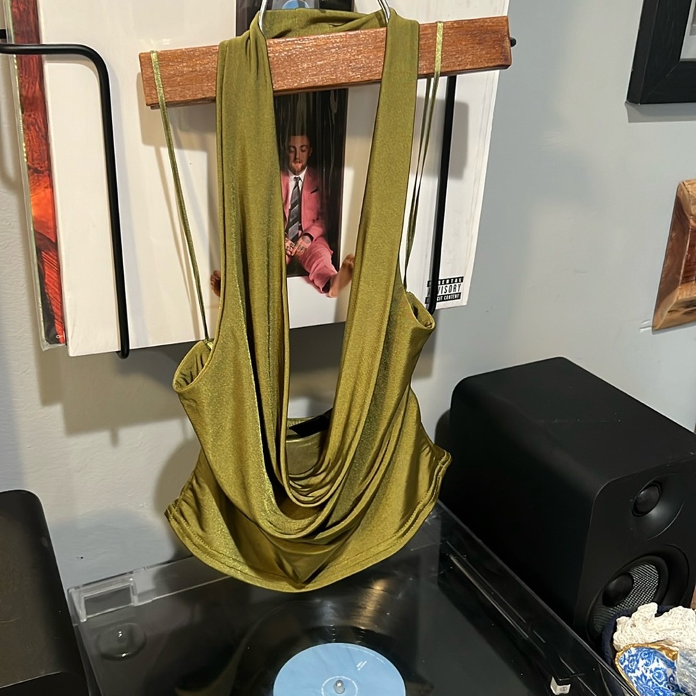 Urban Outfitters Olive Green Draped Halter Top